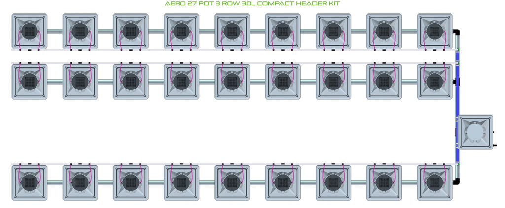 ALIEN Hydroponics AERO 27 Pot 3 Row 30L Compact Header Kit product image 1