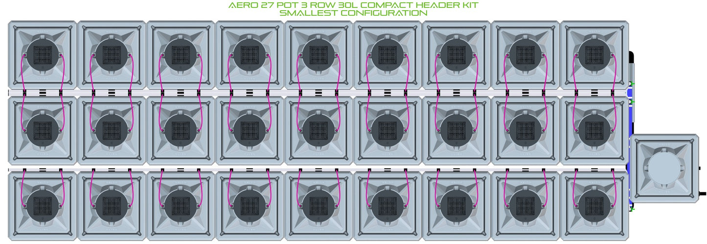 ALIEN Hydroponics AERO 27 Pot 3 Row 30L Compact Header Kit product image 3