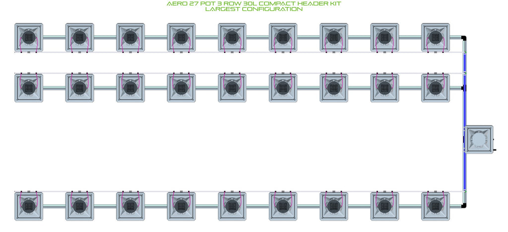 ALIEN Hydroponics AERO 27 Pot 3 Row 30L Compact Header Kit product image 4