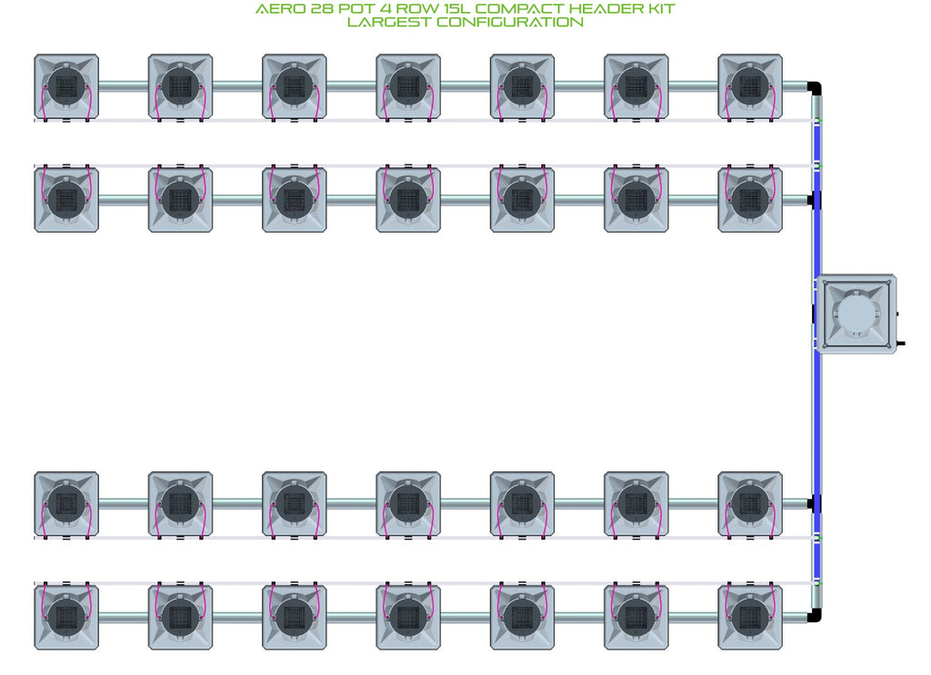ALIEN Hydroponics AERO 28 Pot 4 Row 15L Compact Header Kit product image 4
