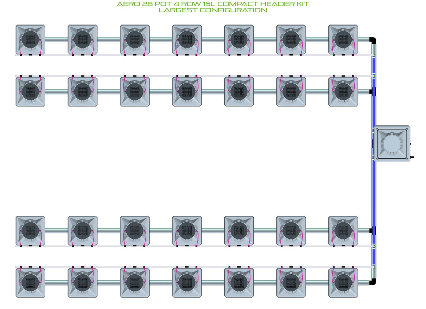 ALIEN Hydroponics AERO 28 Pot 4 Row 15L Compact Header Kit product image 4