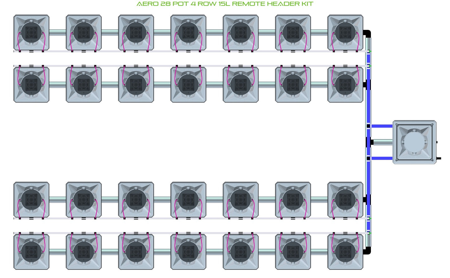 ALIEN Hydroponics AERO 28 Pot 4 Row 15L Remote Header Kit product image 1