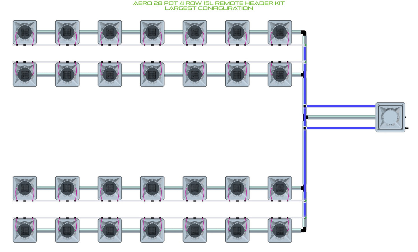 ALIEN Hydroponics AERO 28 Pot 4 Row 15L Remote Header Kit product image 4