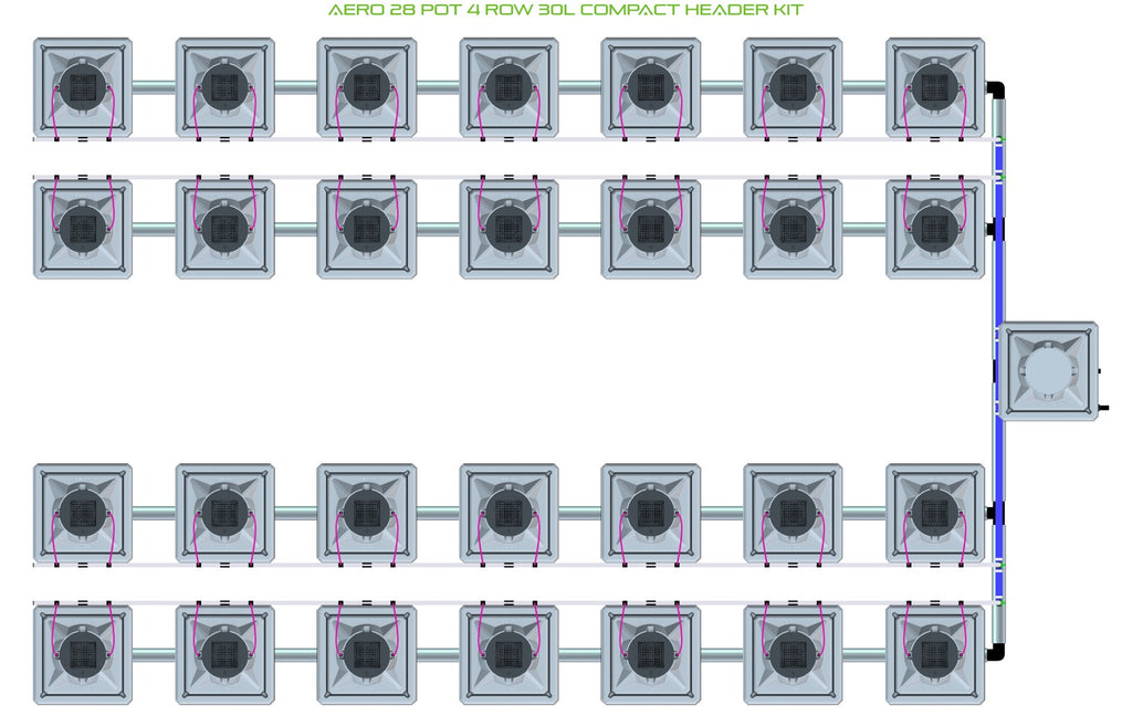 ALIEN Hydroponics AERO 28 Pot 4 Row 30L Compact Header Kit product image 1