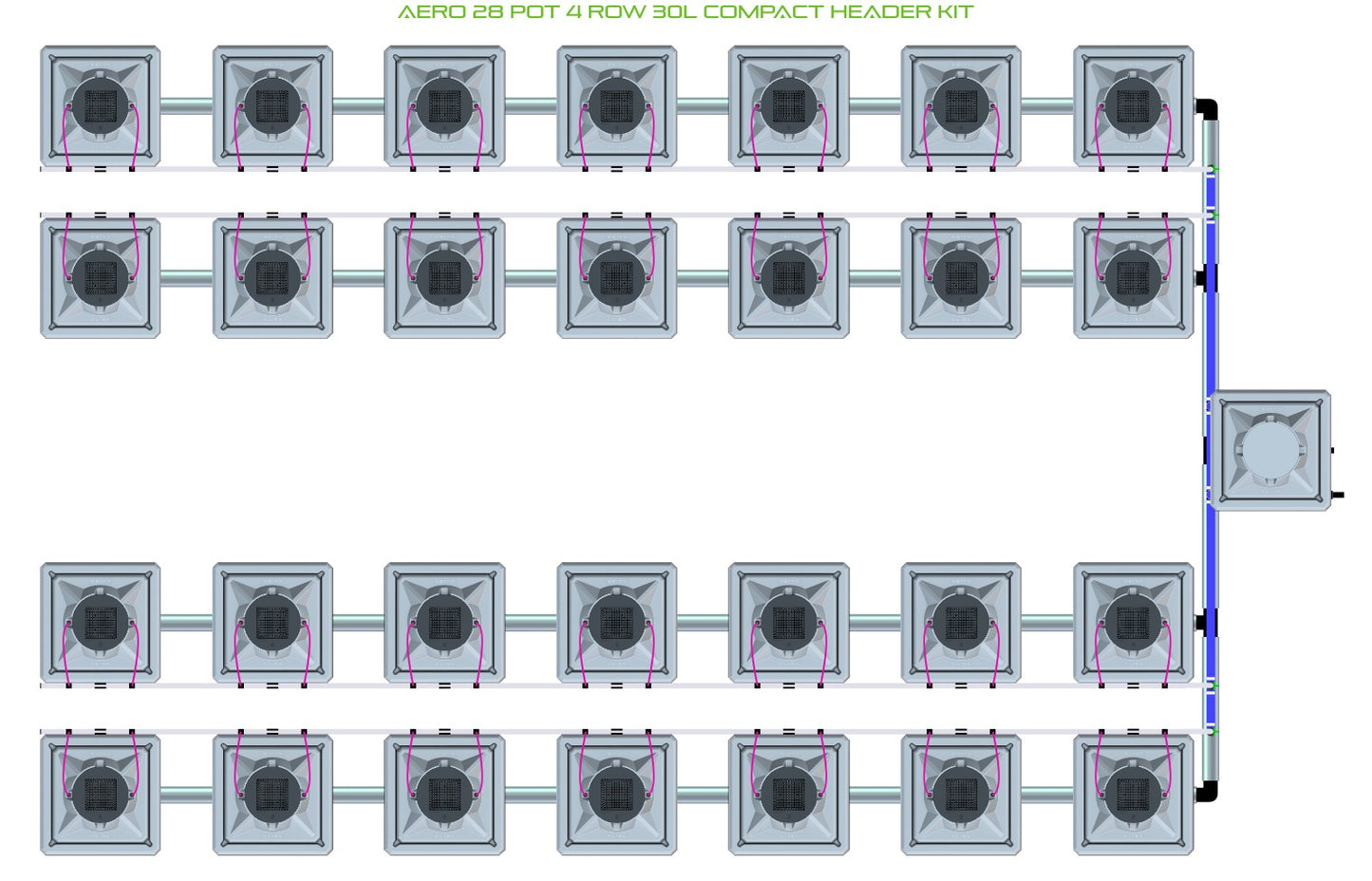 ALIEN Hydroponics AERO 28 Pot 4 Row 30L Compact Header Kit product image 1