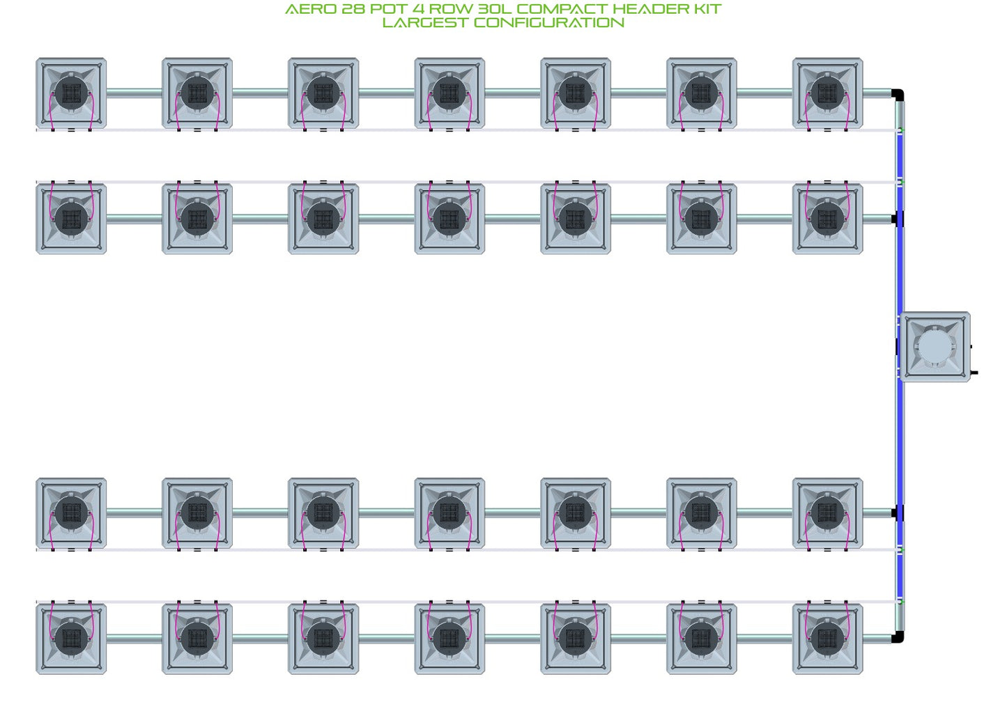 ALIEN Hydroponics AERO 28 Pot 4 Row 30L Compact Header Kit product image 4