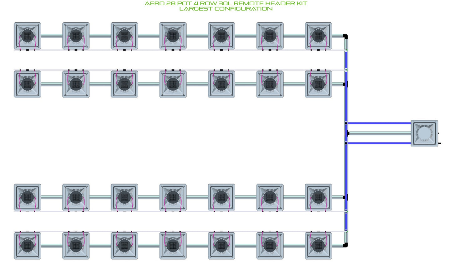 ALIEN Hydroponics AERO 28 Pot 4 Row 30L Remote Header Kit product image 4