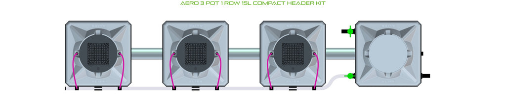 ALIEN Hydroponics AERO 3 Pot 1 Row 15L Compact Header Kit product image 2