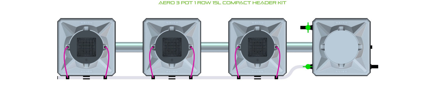 ALIEN Hydroponics AERO 3 Pot 1 Row 15L Compact Header Kit product image 2