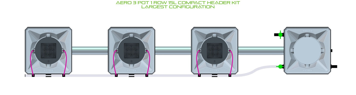 ALIEN Hydroponics AERO 3 Pot 1 Row 15L Compact Header Kit product image 4