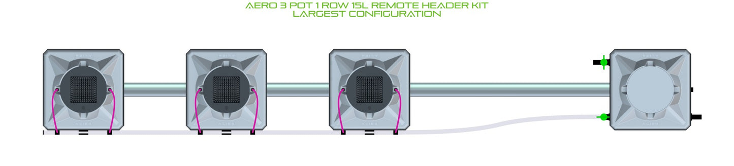 ALIEN Hydroponics AERO 3 Pot 1 Row 15L Remote Header Kit product image 4