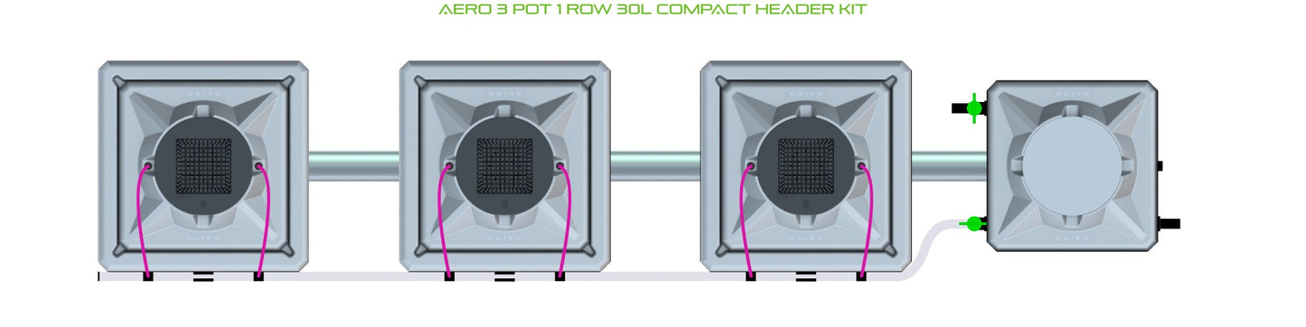 ALIEN Hydroponics AERO 3 Pot 1 Row 30L Compact Header Kit product image 2