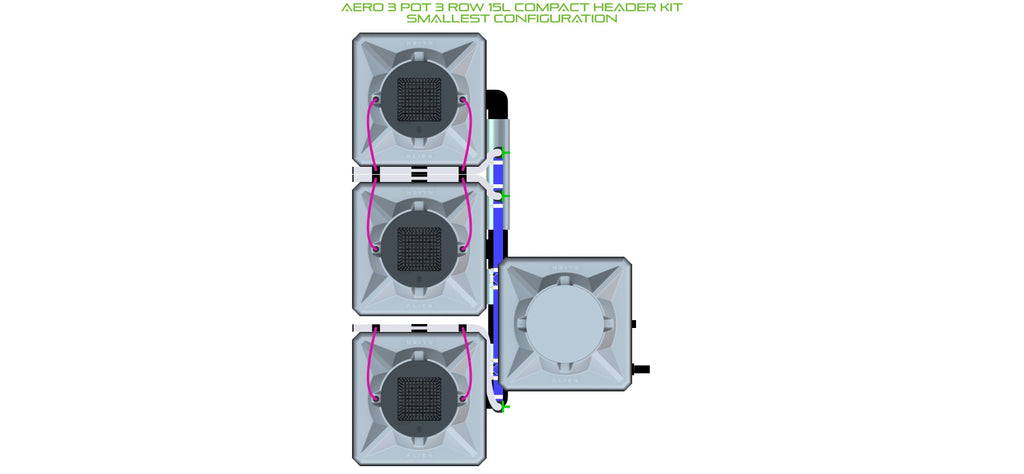 ALIEN Hydroponics AERO 3 Pot 3 Row 15L Compact Header Kit product image 3