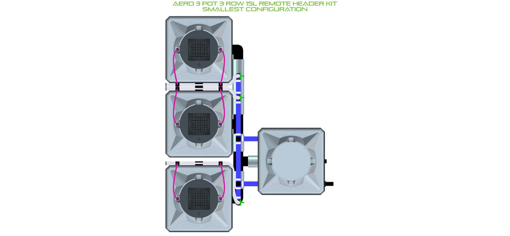 ALIEN Hydroponics AERO 3 Pot 3 Row 15L Remote Header Kit product image 3