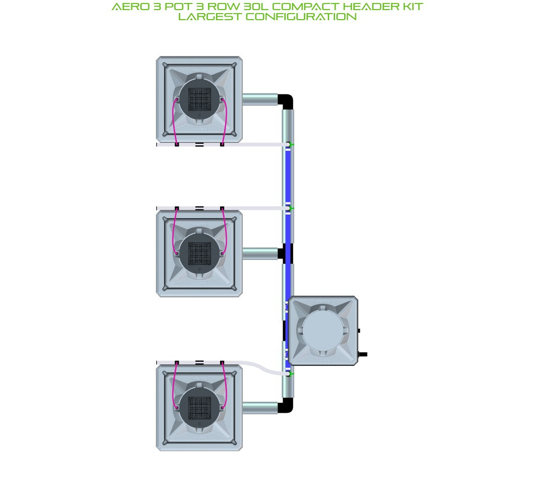 ALIEN Hydroponics AERO 3 Pot 3 Row 30L Compact Header Kit product image 4