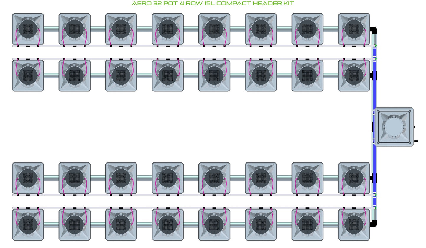 ALIEN Hydroponics AERO 32 Pot 4 Row 15L Compact Header Kit product image 1