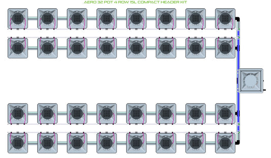 ALIEN Hydroponics AERO 32 Pot 4 Row 15L Compact Header Kit product image 1