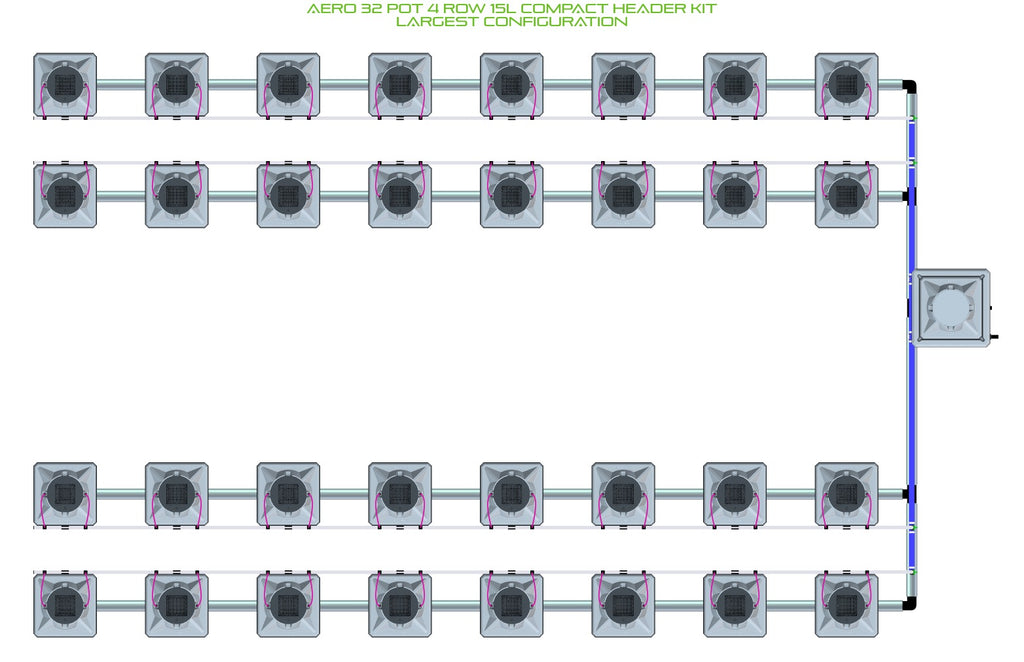 ALIEN Hydroponics AERO 32 Pot 4 Row 15L Compact Header Kit product image 4