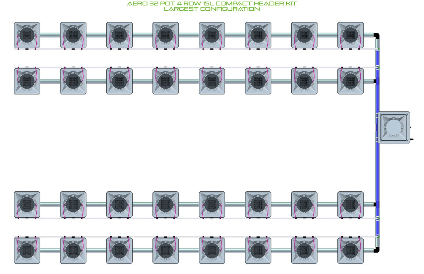 ALIEN Hydroponics AERO 32 Pot 4 Row 15L Compact Header Kit product image 4