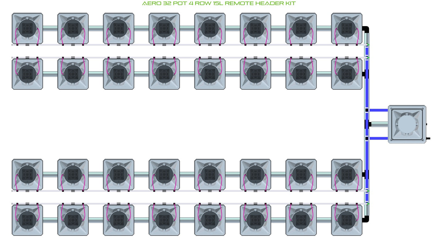 ALIEN Hydroponics AERO 32 Pot 4 Row 15L Remote Header Kit product image 1