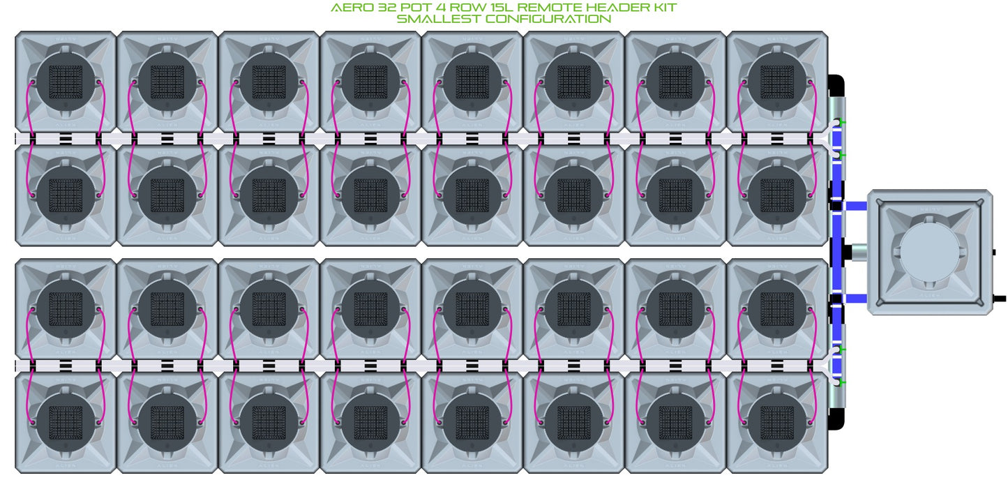 ALIEN Hydroponics AERO 32 Pot 4 Row 15L Remote Header Kit product image 3