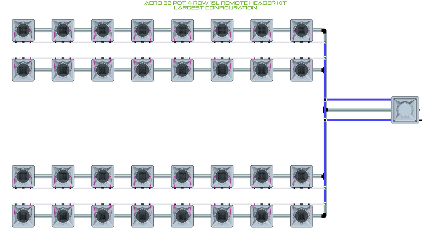 ALIEN Hydroponics AERO 32 Pot 4 Row 15L Remote Header Kit product image 4
