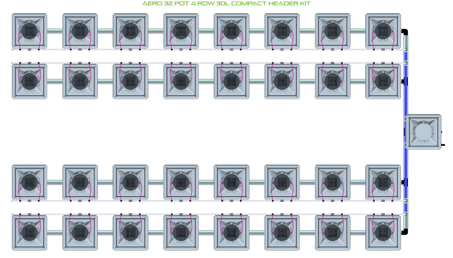 ALIEN Hydroponics AERO 32 Pot 4 Row 30L Compact Header Kit product image 1