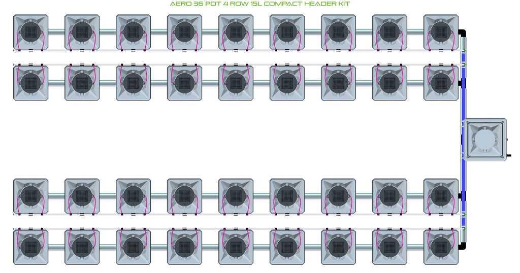 ALIEN Hydroponics AERO 36 Pot 4 Row 15L Compact Header Kit product image 1