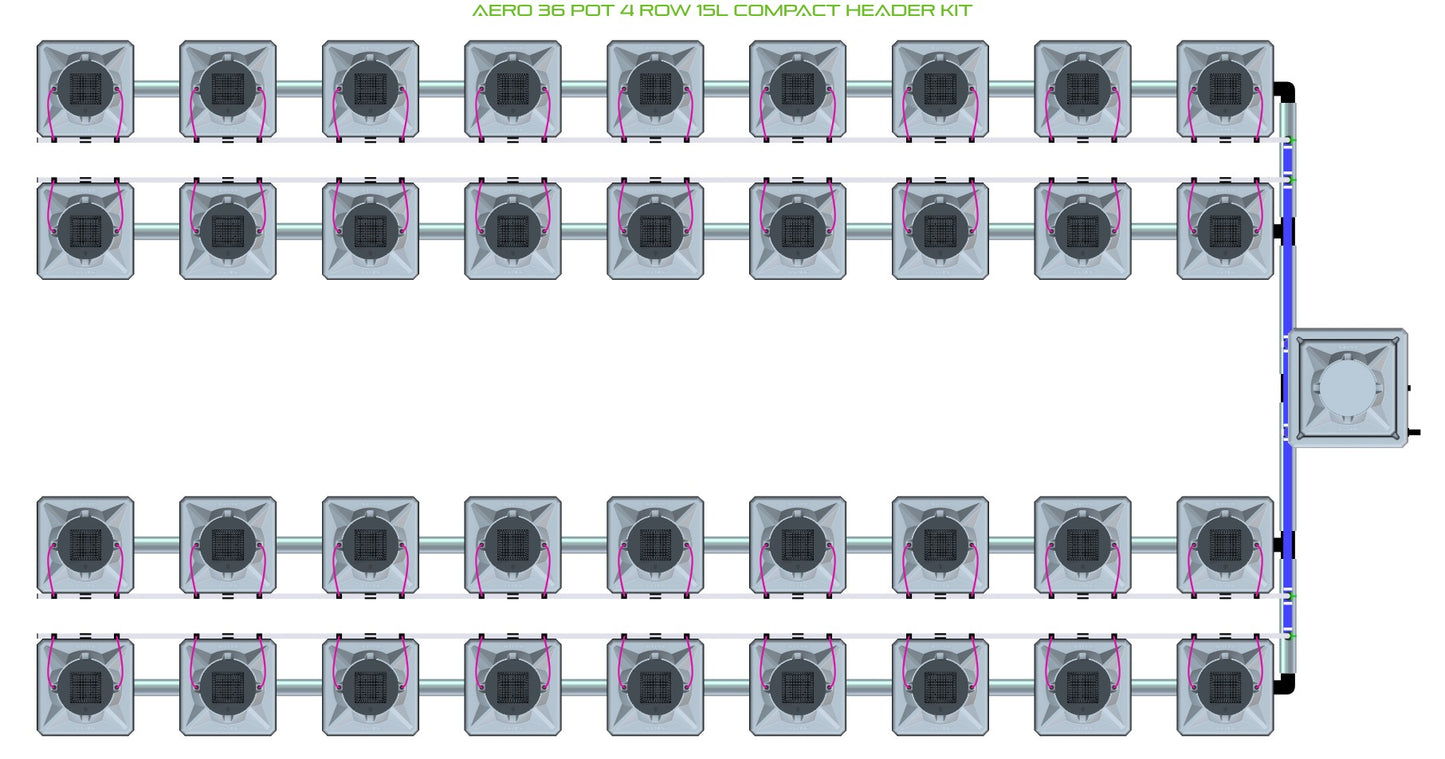 ALIEN Hydroponics AERO 36 Pot 4 Row 15L Compact Header Kit product image 1
