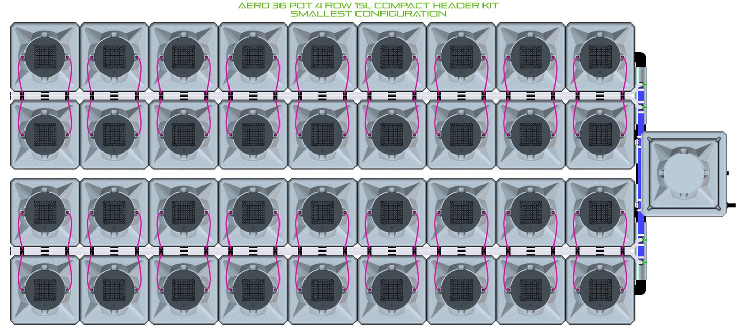 ALIEN Hydroponics AERO 36 Pot 4 Row 15L Compact Header Kit product image 3