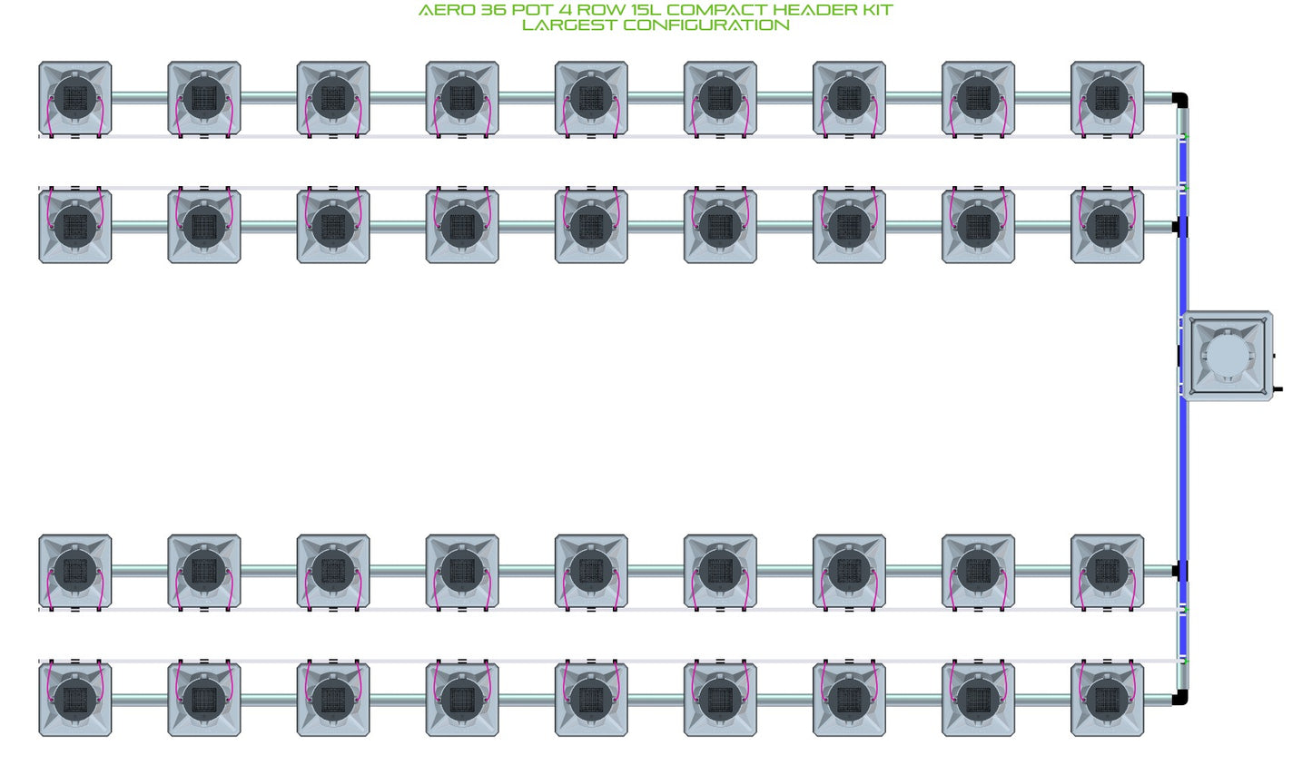 ALIEN Hydroponics AERO 36 Pot 4 Row 15L Compact Header Kit product image 4