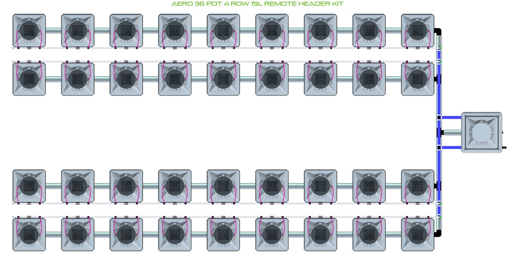 ALIEN Hydroponics AERO 36 Pot 4 Row 15L Remote Header Kit product image 1