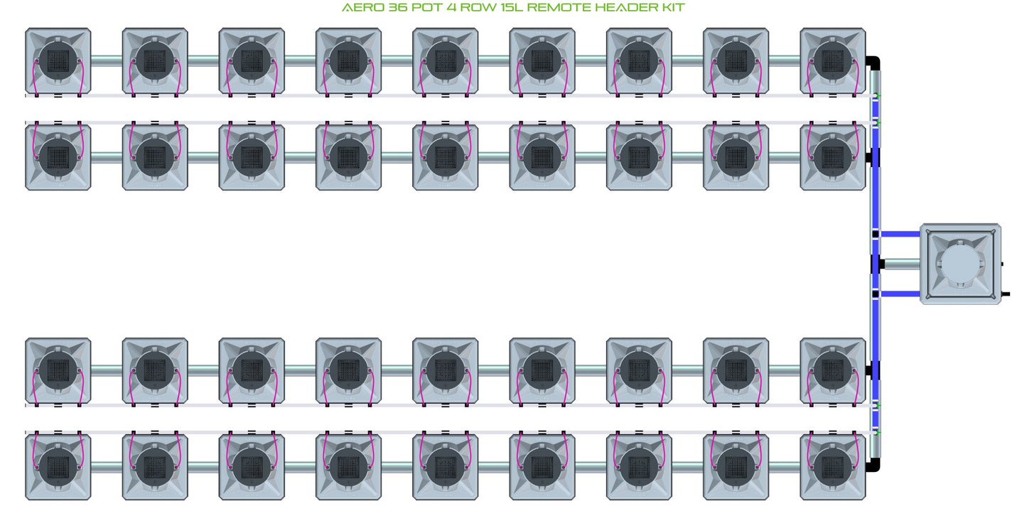 ALIEN Hydroponics AERO 36 Pot 4 Row 15L Remote Header Kit product image 1