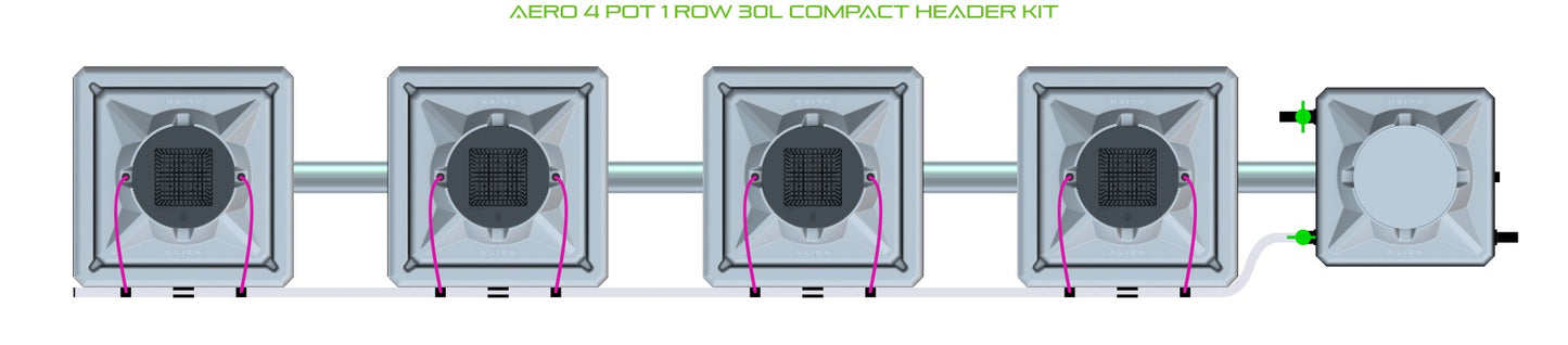 ALIEN Hydroponics AERO 4 Pot 1 Row 30L Compact Header Kit product image 2