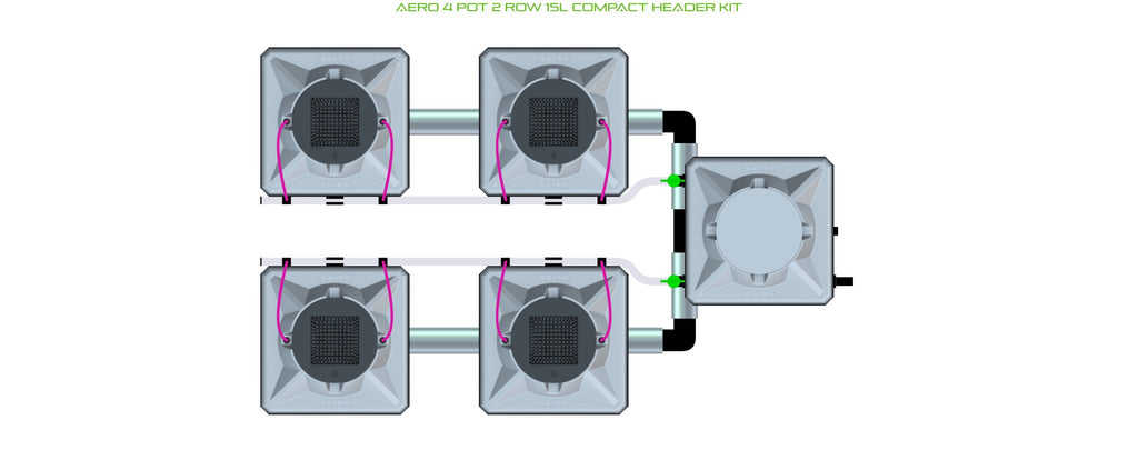 ALIEN Hydroponics AERO 4 Pot 2 Row 15L Compact Header Kit product image 1