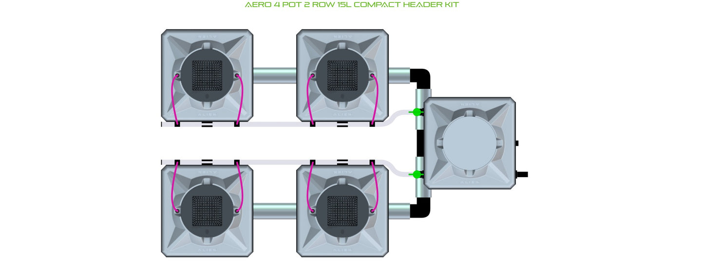 ALIEN Hydroponics AERO 4 Pot 2 Row 15L Compact Header Kit product image 1