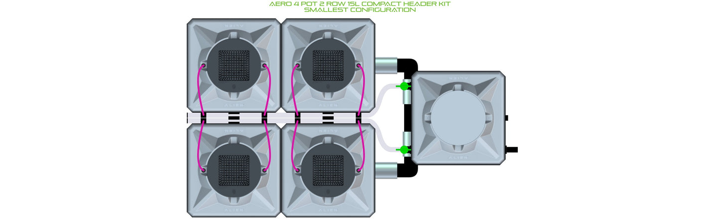 ALIEN Hydroponics AERO 4 Pot 2 Row 15L Compact Header Kit product image 3