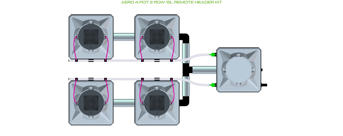 ALIEN Hydroponics AERO 4 Pot 2 Row 15L Remote Header Kit product image 1