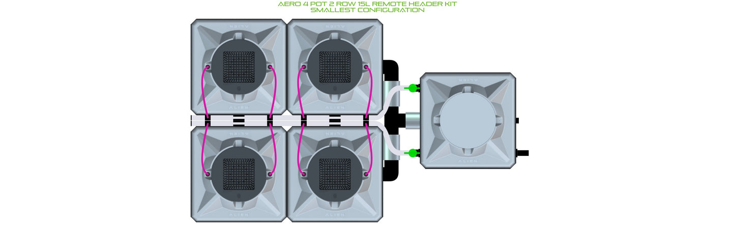 ALIEN Hydroponics AERO 4 Pot 2 Row 15L Remote Header Kit product image 3