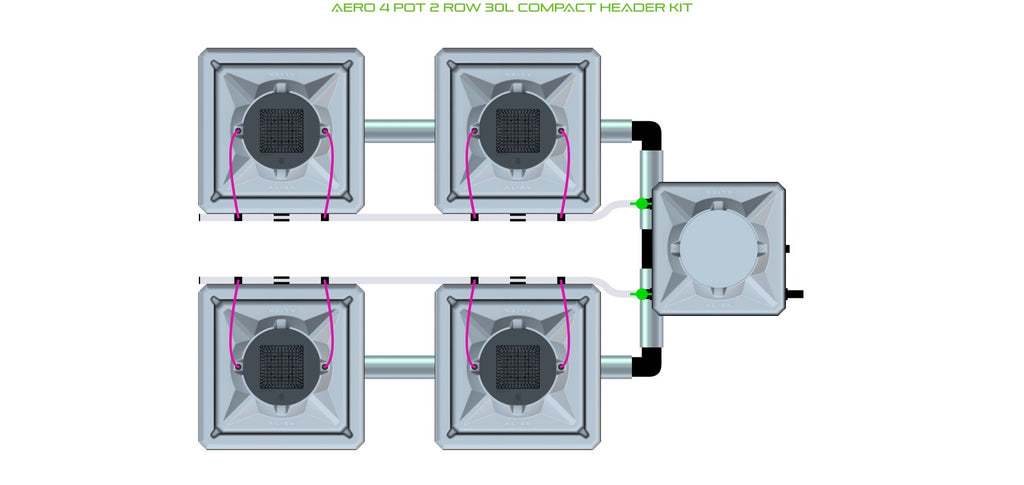 ALIEN Hydroponics AERO 4 Pot 2 Row 30L Compact Header Kit product image 1