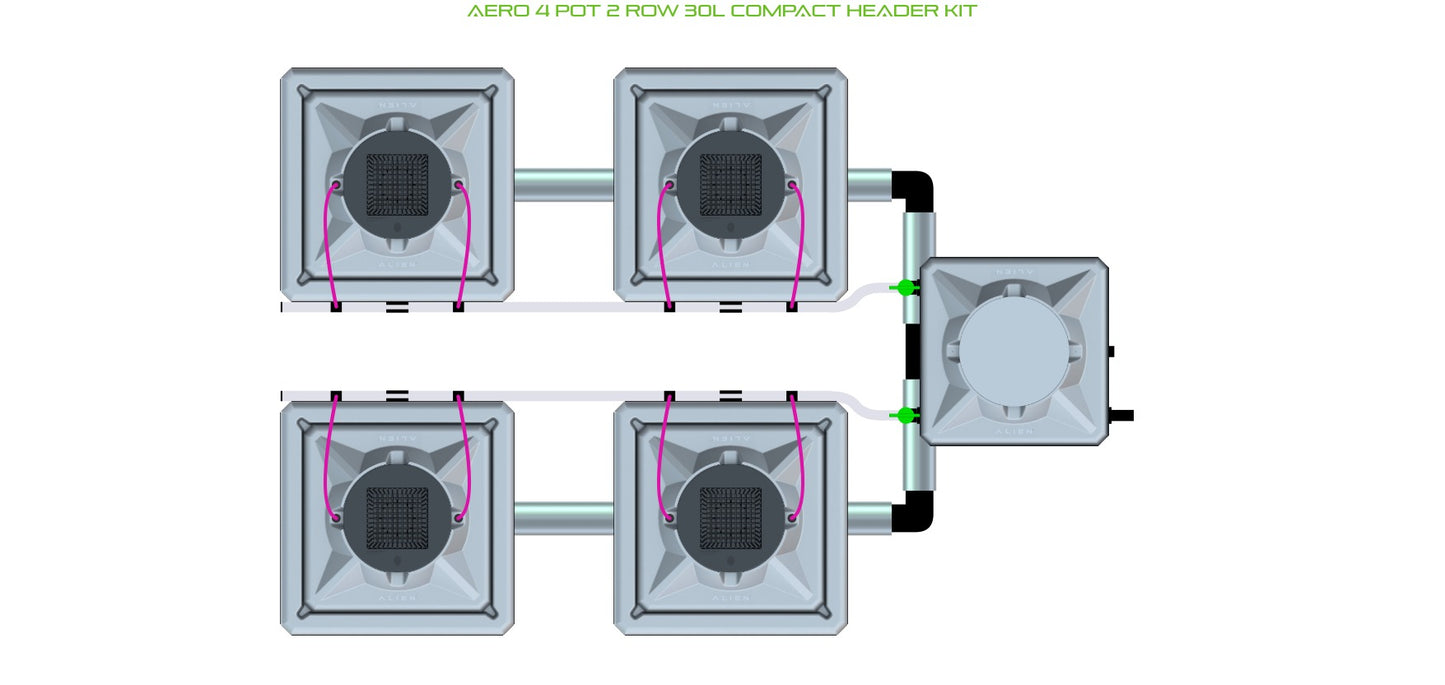 ALIEN Hydroponics AERO 4 Pot 2 Row 30L Compact Header Kit product image 1