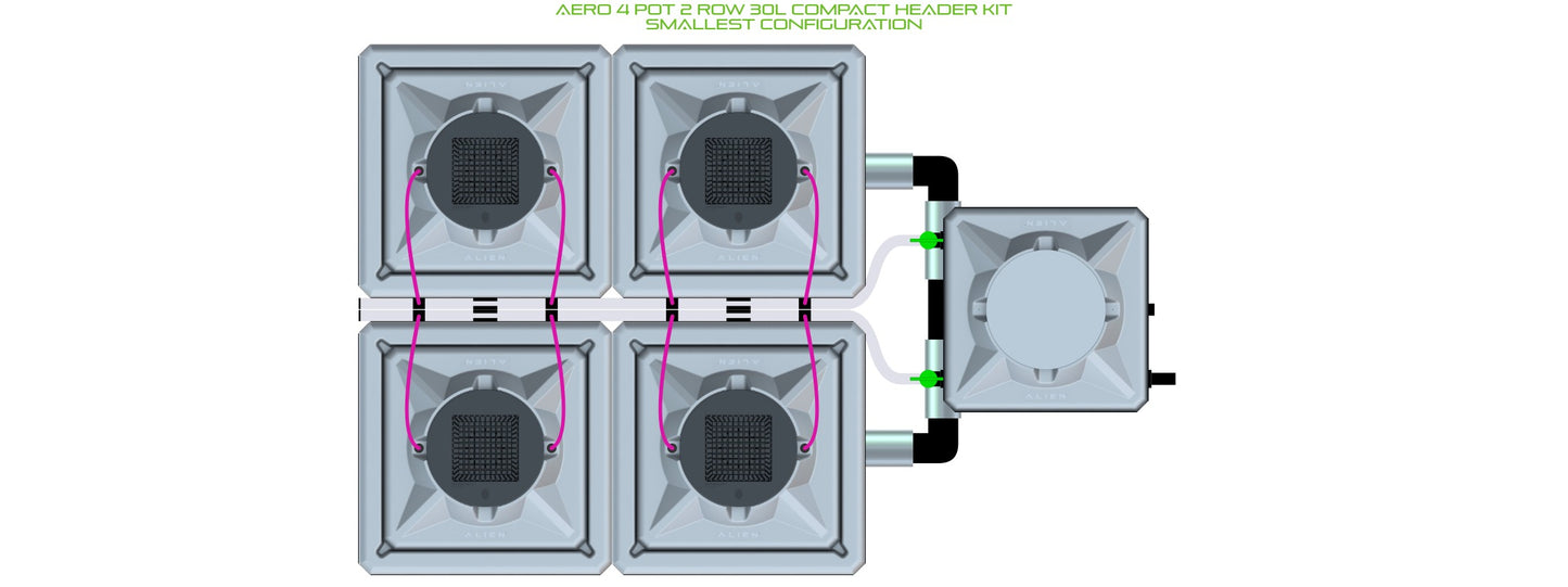 ALIEN Hydroponics AERO 4 Pot 2 Row 30L Compact Header Kit product image 3