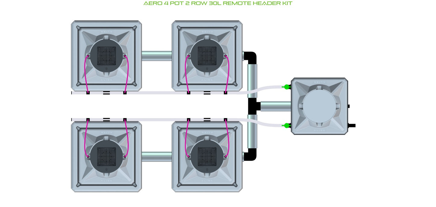 ALIEN Hydroponics AERO 4 Pot 2 Row 30L Remote Header Kit product image 1