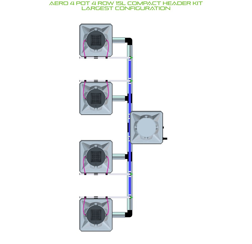 ALIEN Hydroponics AERO 4 Pot 4 Row 15L Compact Header Kit product image 4