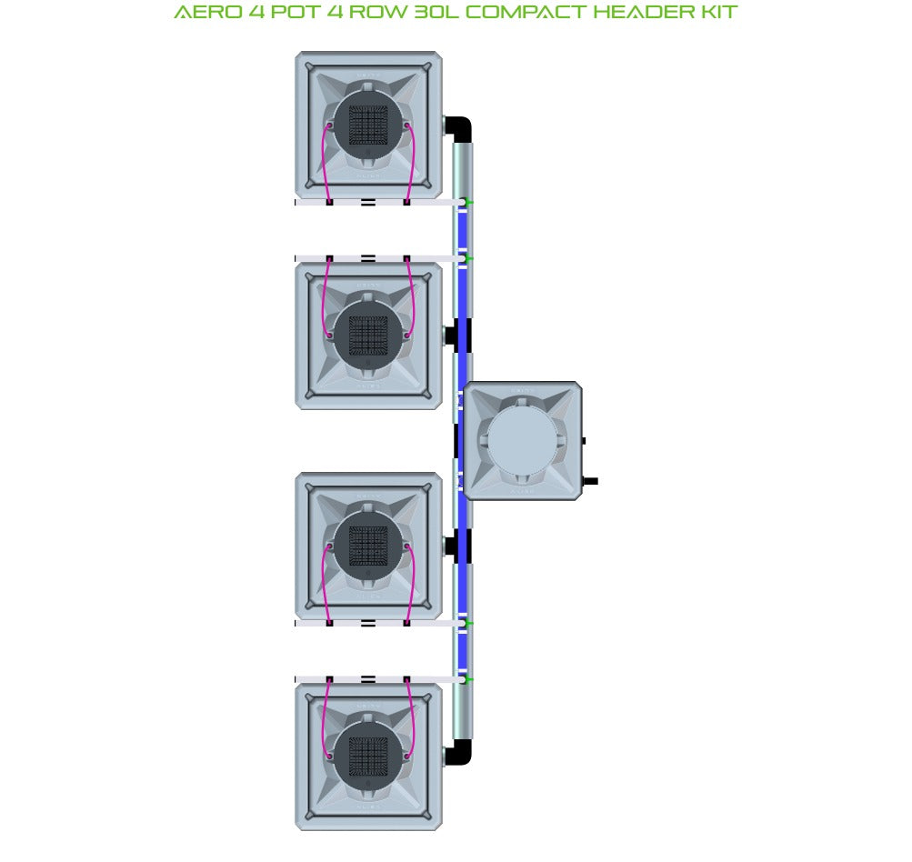 ALIEN Hydroponics AERO 4 Pot 4 Row 30L Compact Header Kit product image 1