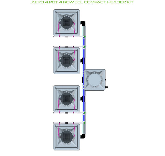 ALIEN Hydroponics AERO 4 Pot 4 Row 30L Compact Header Kit product image 1