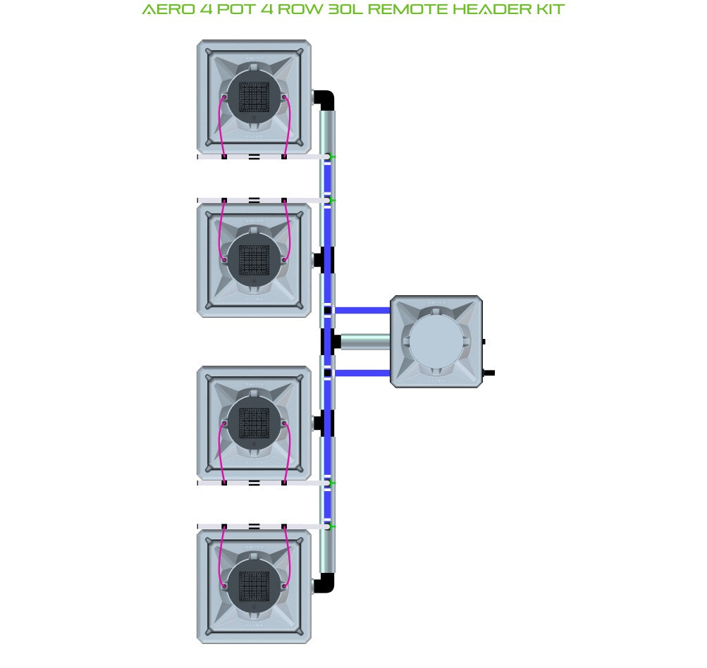ALIEN Hydroponics AERO 4 Pot 4 Row 30L Remote Header Kit product image 1