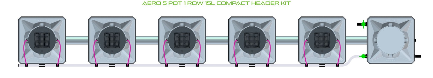 ALIEN Hydroponics AERO 5 Pot 1 Row 15L Compact Header Kit product image 2