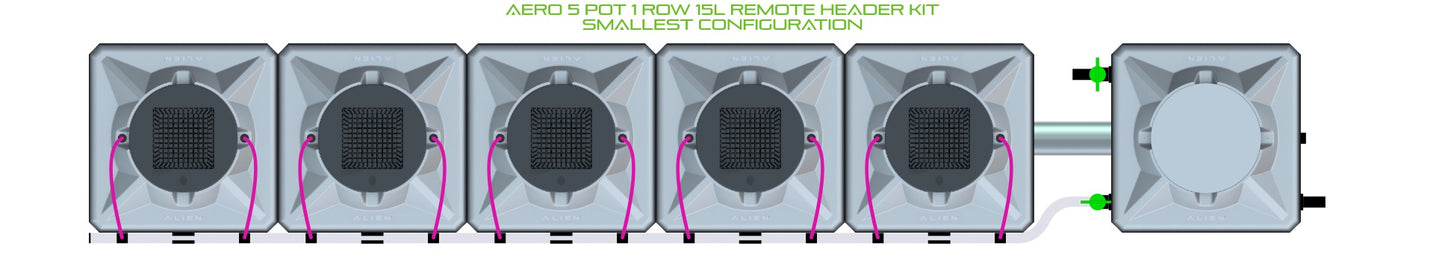 ALIEN Hydroponics AERO 5 Pot 1 Row 15L Remote Header Kit product image 3