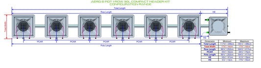 ALIEN Hydroponics AERO 6 Pot 1 Row 30L Compact Header Kit product image 1